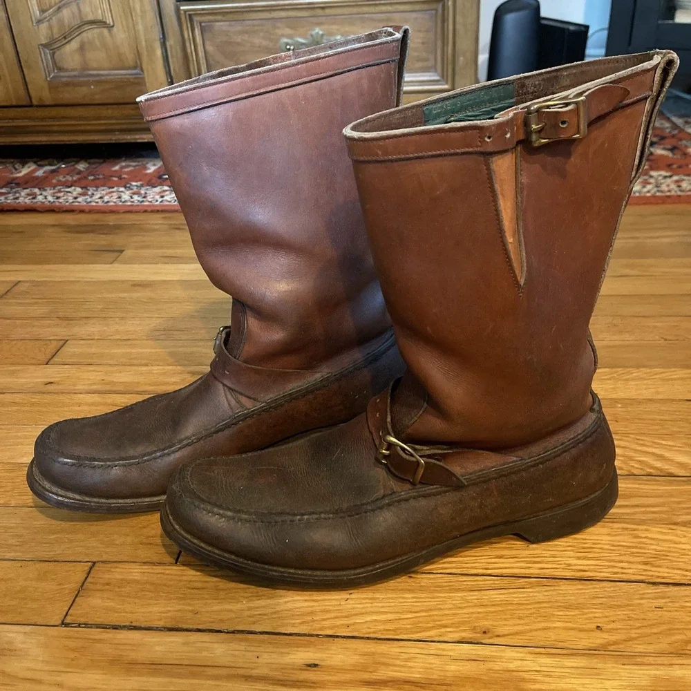 Vintage Men's Gokey Classic Bison Boot Hunting Snake Boots Brown Bison Leather